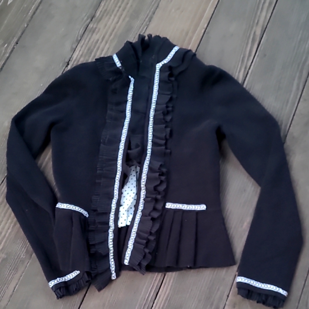 Elegant Black Ruffled Women's Jacket